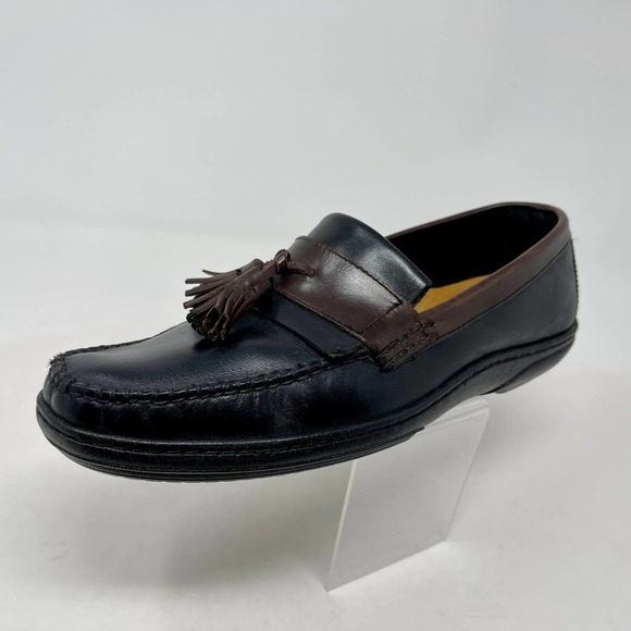 Cole Haan Mens Sz 8 M Loafer Black Brown Tassle Driving Leather S1009-1373 - Picture 2 of 10